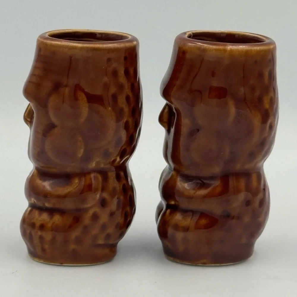 Pair of Maori Tiki Mug Shot Glasses